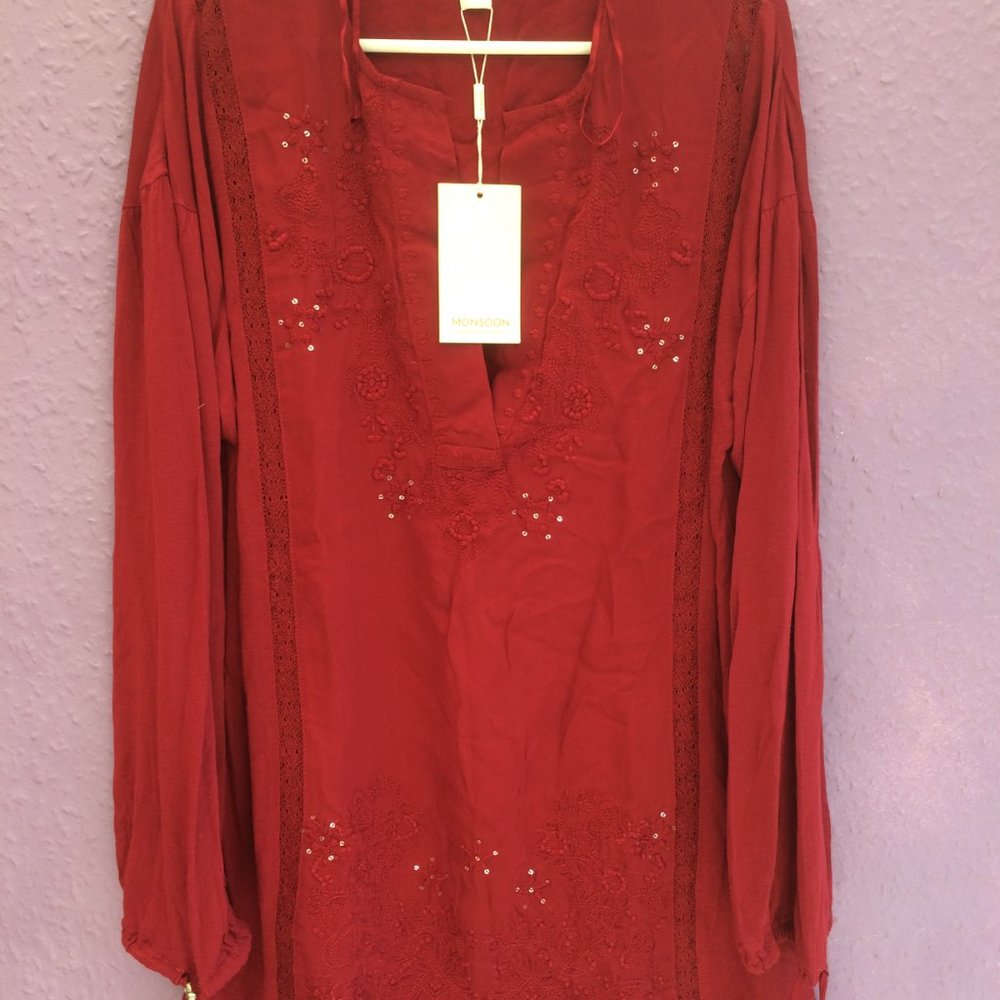 - Monsoon red top UK size 8 USA 6 new retail price £55.00